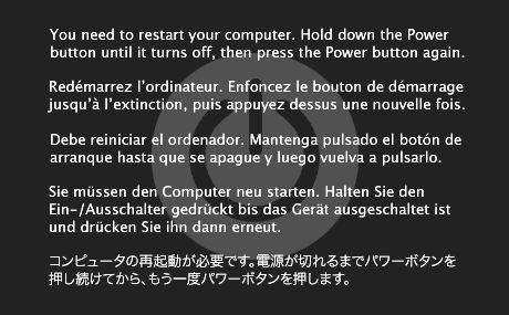 Mac OS X 10.6的内核错误警告,俗称“五国”